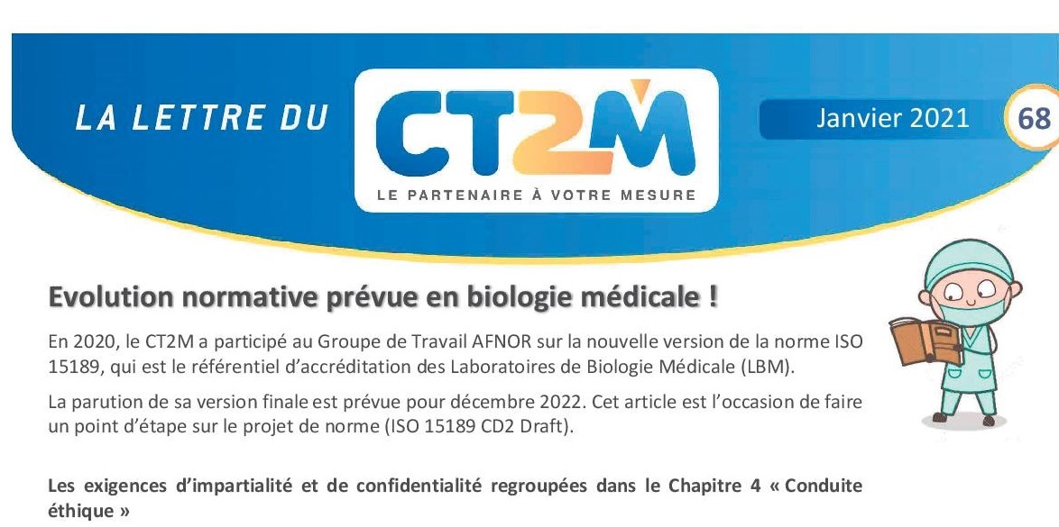 Lettre N°68 : évolutions de l&rsquo;ISO 15189 – GEN GTA 02 et retours GEN REF 10