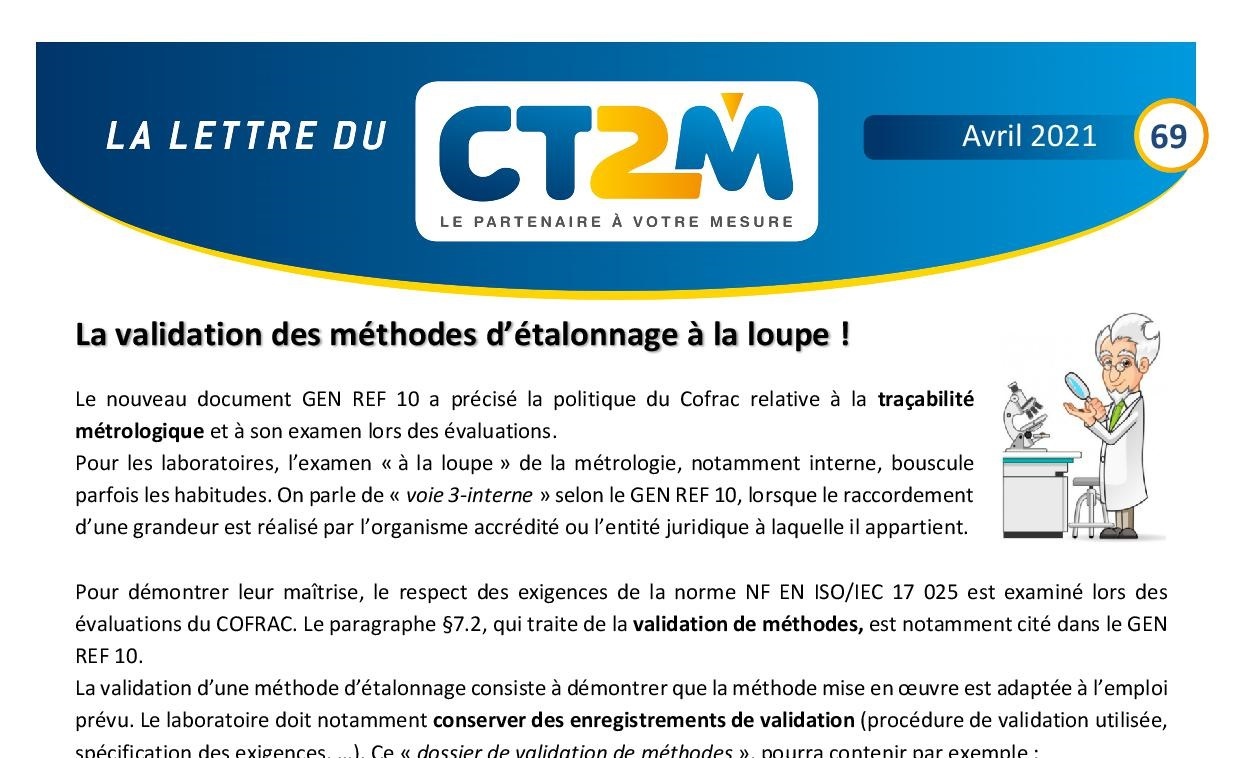 Lettre N°69 : Validation des méthodes d&rsquo;étalonnage, Webinar